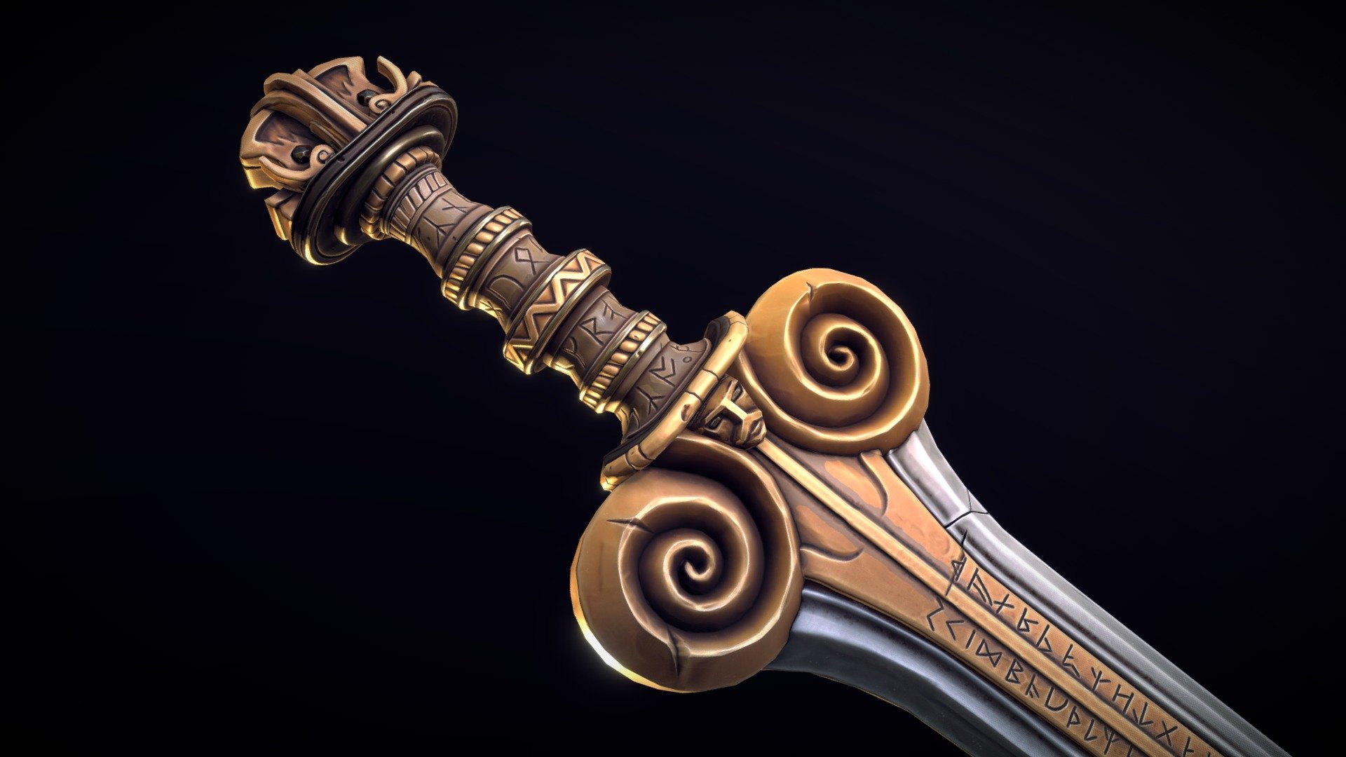 Frejs Sword based on artwork by Johan Egerkrans (Found in book Nordic Gods. ISBN: 978-91-32-16411-8)

Made over two evenings - a bit quick and dirty but I had a lot of fun working on it! Also fun working with some of Johans art again, last time was some time mid 2011 on Battlefield Heroes 3d model