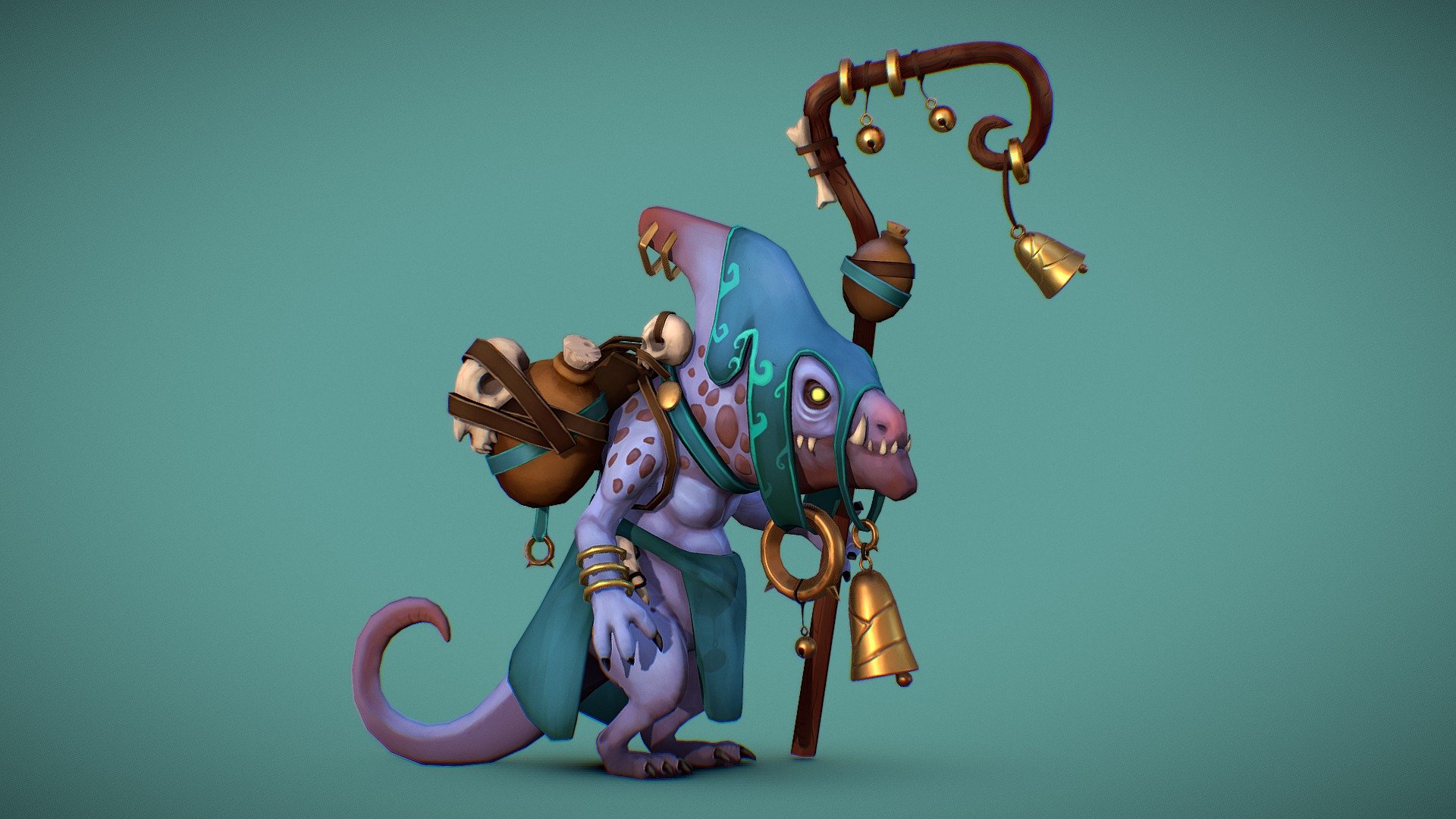 ArtStation: https://www.artstation.com/artwork/Le6ENr

Game-ready model which I created for fun over the past few weeks. 
All 3D work and textures are by me. Based on concept art by Maxence Burgel.

• • •

Zbrush: high poly || Maya: low poly, UVs, rigging || Substance 3D Painter: textures - Witch Doctor Lizard - 3D model by pixeldeer (@pixeldeer_) 3d model