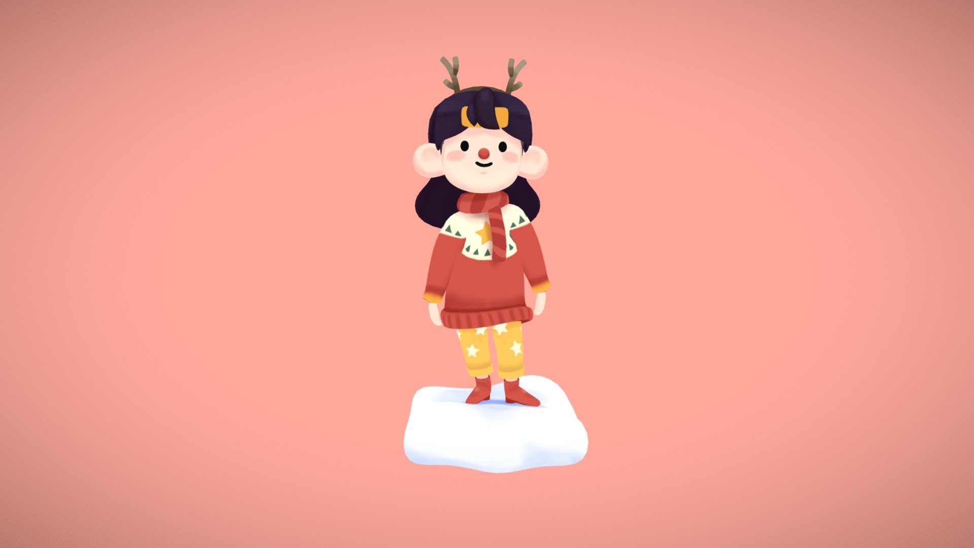 Reference by Kelly Kwok - Christmas Big Ear Girl - 3D model by adamaysils 3d model