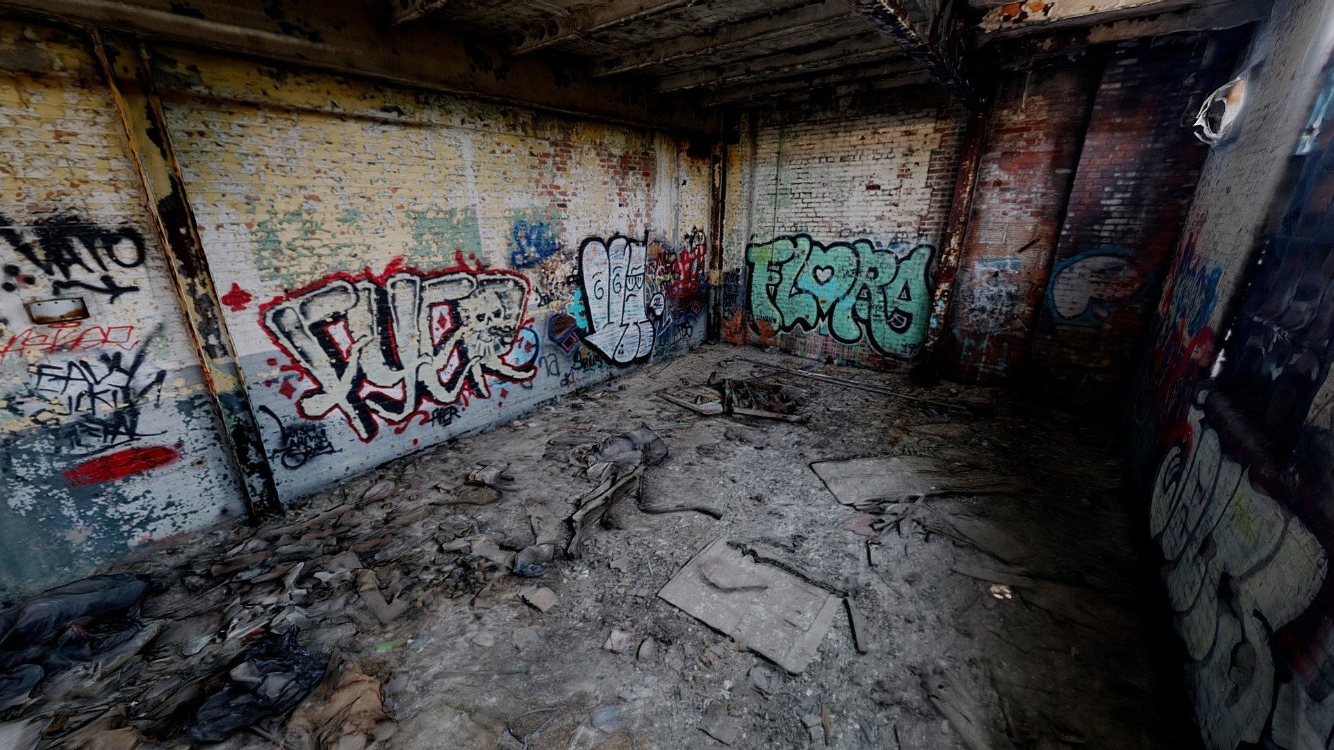A professional 3D scan of a graffiti-rich warehouse. This model showcases the raw, vibrant energy of Detroit's street art, meticulously captured using a Canon EOS R camera and processed in reality capture. 

Ideal for urban scenes, game environments, or any project in need of a touch of edgy realism 3d model