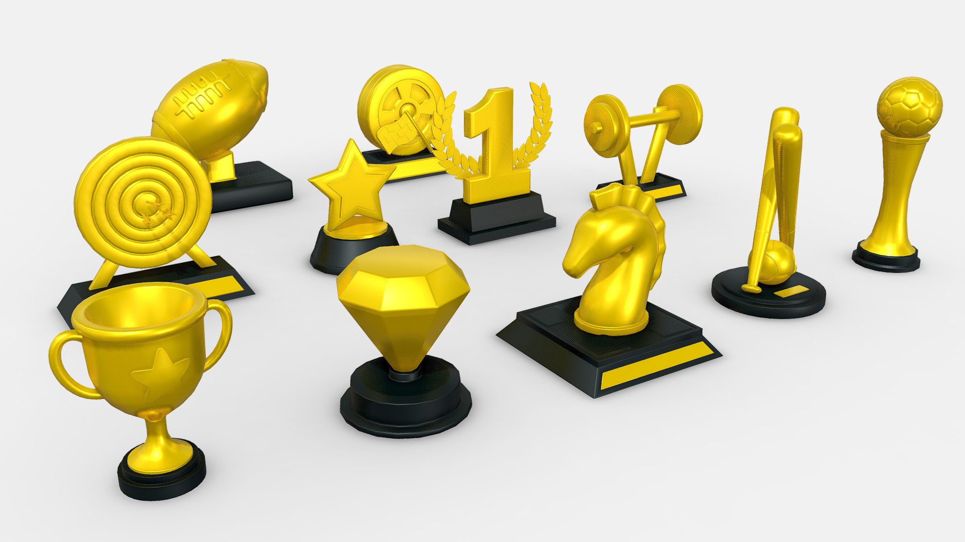 Fantasy Trophies 3D Model - Buy Royalty Free 3D model by Shin Xiba 3D (@Xiba3D) 3d model