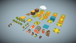 Low poly Farm environment package ranch, farm, mobile-ready, low-poly, lowpoly, mobile, village, environment