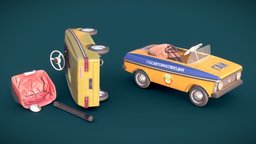 Pedal Car Moskvich toy, pedal, soviet, old, moskvich, car, noai