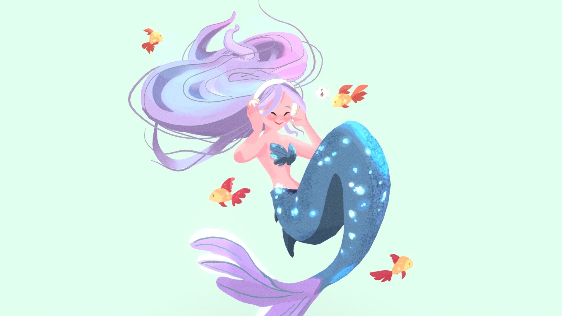 The original work was a great material for me to learn attractive posing and stylized design.

3D rendition of the beautiful mermaid by SAMANTHA GERMAINE SIM, check out her awesome works here!

 - Mermaid Girl - 3D model by Akiko.Tomiyoshi 3d model