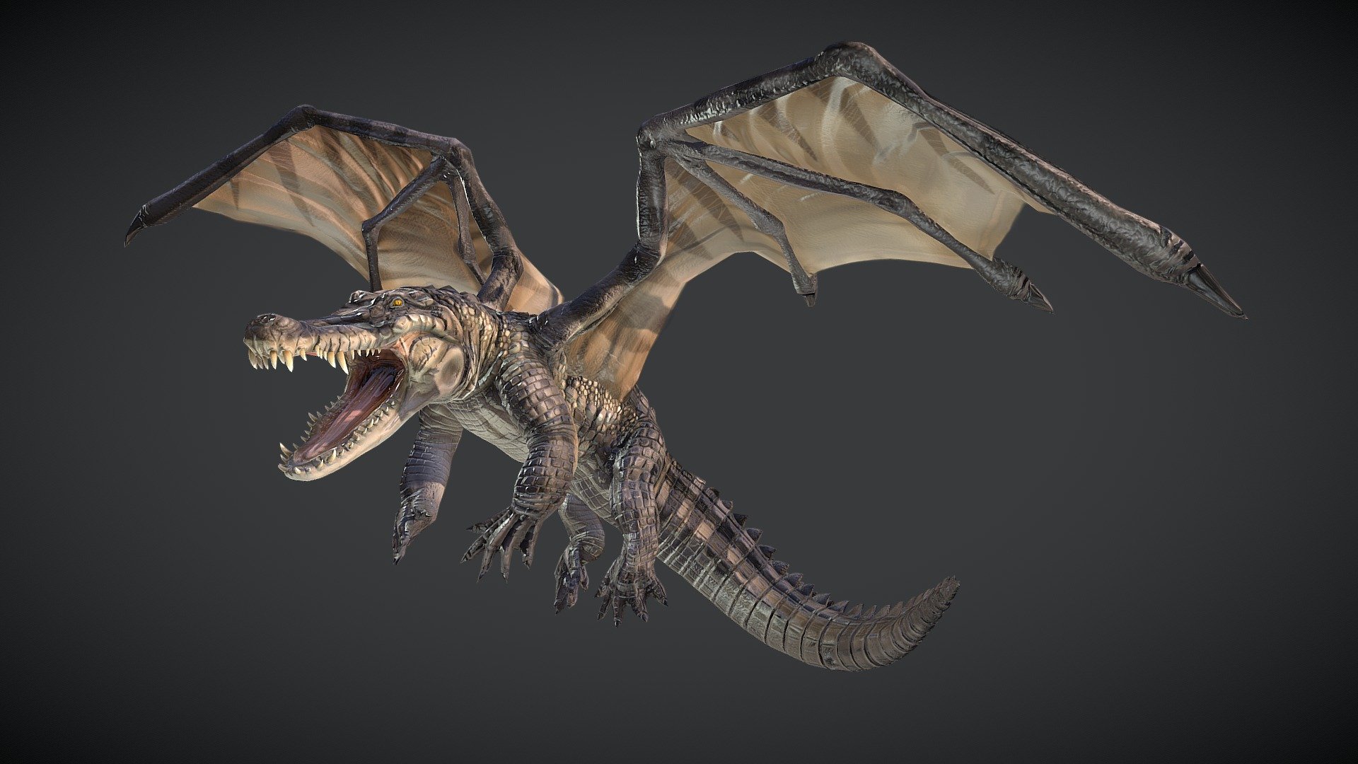 Here is a exploration I did on crocodile / alligator anatomy. Originally it was meant to be only a crocodile study, but midway through I realized some of my reference was of alligators, whoops. 

I also gave it wings.

Also learned some new workflow additions, including custom 3d brushes and baking processes 3d model