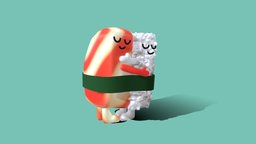 Sushi In Love food, cute, love, huge, rice, salmon, sushi, hug, lowploy, romantic, stylized