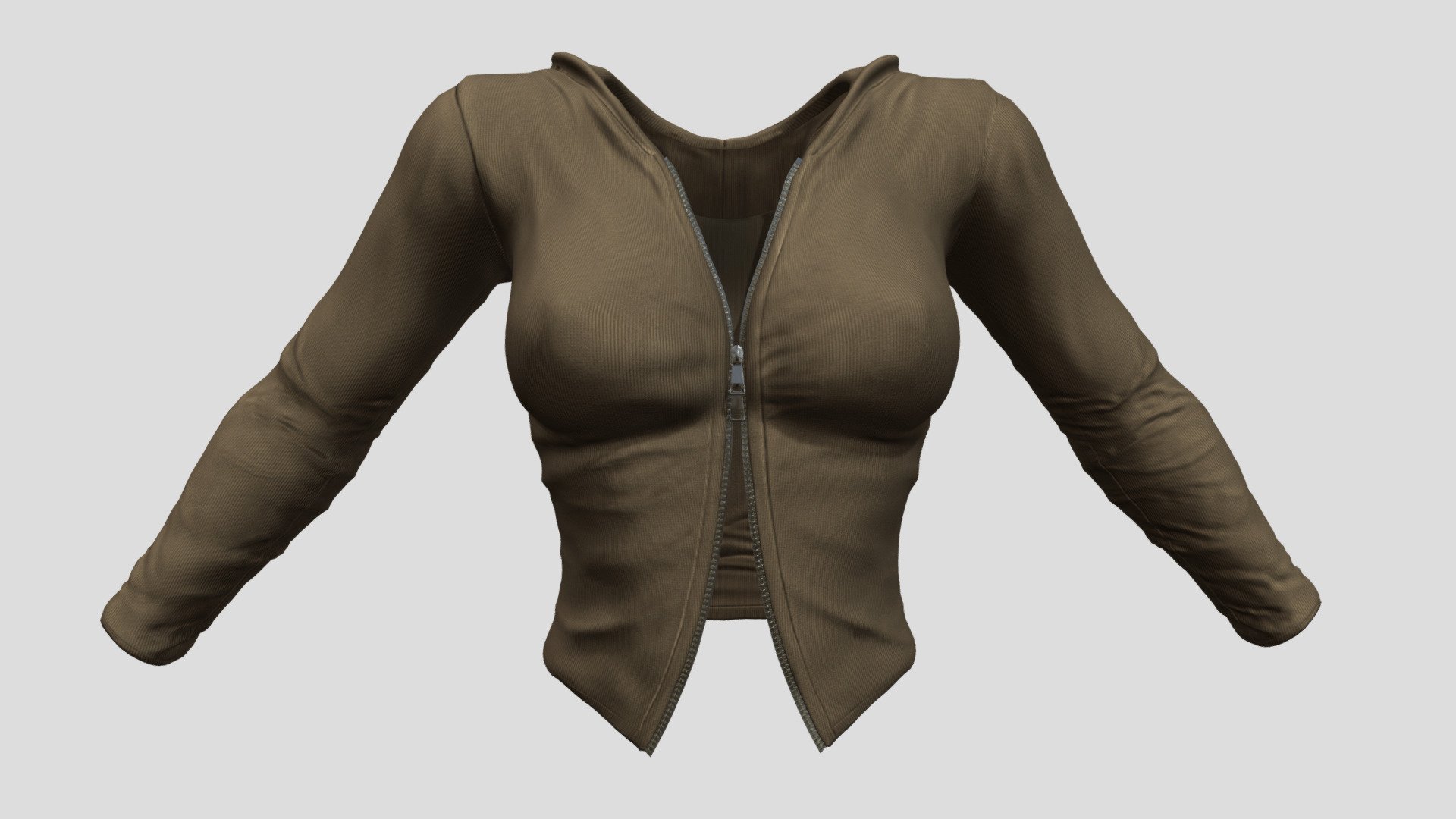Can fit to any character, ready for games

6 Color Baked Textures

Quads, Clean Topology

No overlapping unwrapped UVs

Baked Diffuse Texture Map (Baked Albedo)

Normal, Shadow and Specular Maps

FBX, OBJ

PBR Or Classic - Women's Hooded Top - Klara - Buy Royalty Free 3D model by FizzyDesign 3d model