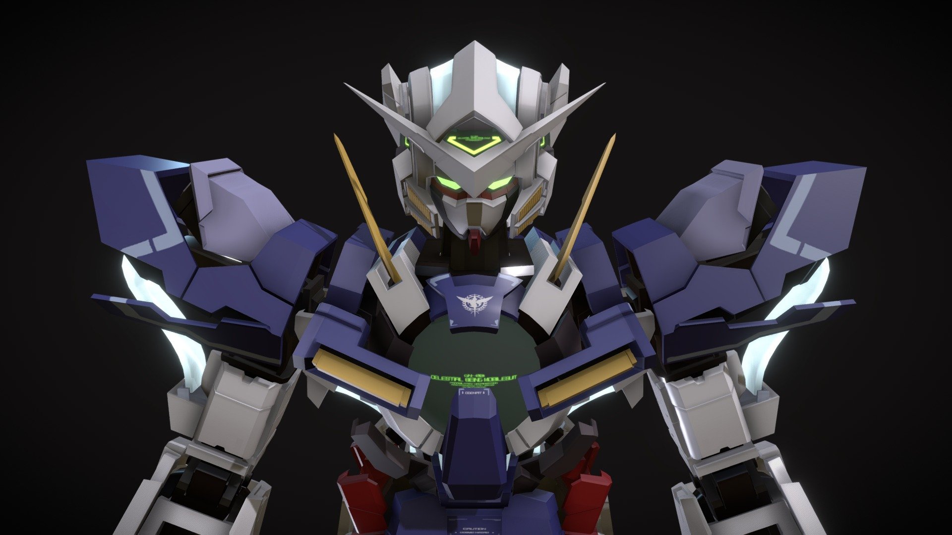 GN-001 GUNDAM EXIA 
FROM MOBILE SUIT GUNDAM 00 

made in maya 2017 - GN-001 GUNDAM EXIA(open hatch) - 3D model by KarnTipyan 3d model