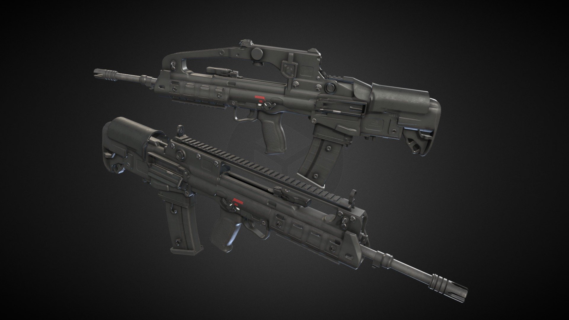 Good old standard of analog video recording on tape cassettes&hellip; wait&hellip; no. Wrong VHS&hellip;

VHS-2 is really weird Bullpup Assault Rifle from Croatia. It have really iconic look similar to FAMAS but its not super popular/used.  

As for model it self, its actually model that I made about 2 years ago, but I had to modify it a bit and create new textures due to previous project that it was part of. Its not super accurate but good enough, also I included two uppers for it&hellip; so its plus.  

Model is rigged, but there is also version with separated parts.

It have 3 main PBR Materials in 4K plus separate for lenses in scope.

Verts: 17.2K

Tris: 33.6K  

Made in Blender 3d model