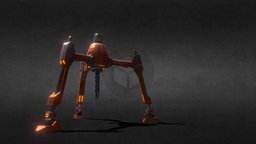 ice drill drill, robotic, low-poly, animated