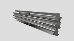 Tileable double sided traffic barrier guardrail dae, traffic, highway, road, cone, barrier, rolling, fbx, safety, bollard, separator, pbr, street, material, noai