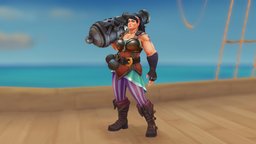 Katyusha the Cannoneer (2022) fanart, b3d, muscle, 3dcoat, lol, gamedev, wars, battle, cannon, woman, juggernaut, strong, lowpolymodel, maya, character, handpainted, low-poly, girl, cartoon, game, blender, lowpoly, gameart, hand-painted, gameasset, female, ship, animation, pirate, stylized, animated, fantasy, human, gun, wow, handpainted-lowpoly