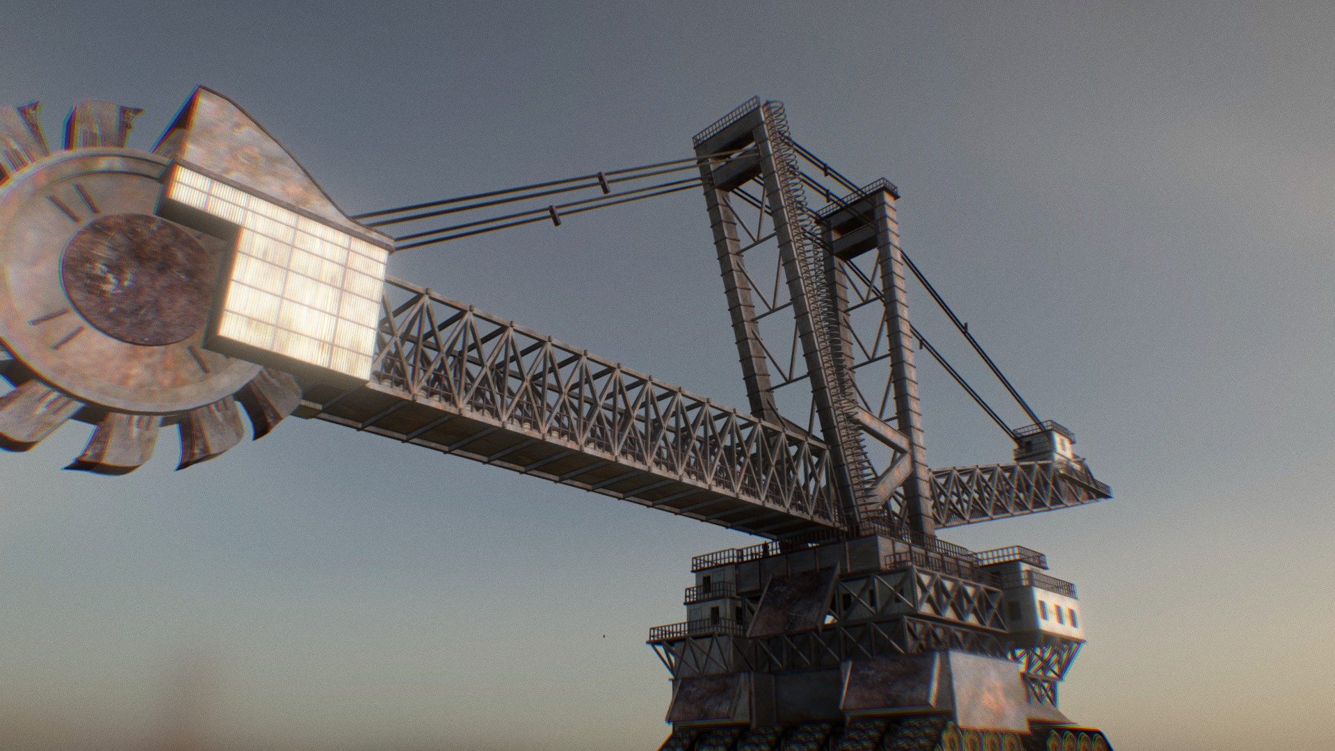 This model was part of a 360° VR experience about life in a Czechoslovak Socialist Republic made for traveling exhibition 2019.

It’s a mining machine from city of Most, where communist regime irretrievably destroyed the landscape acros the region 3d model