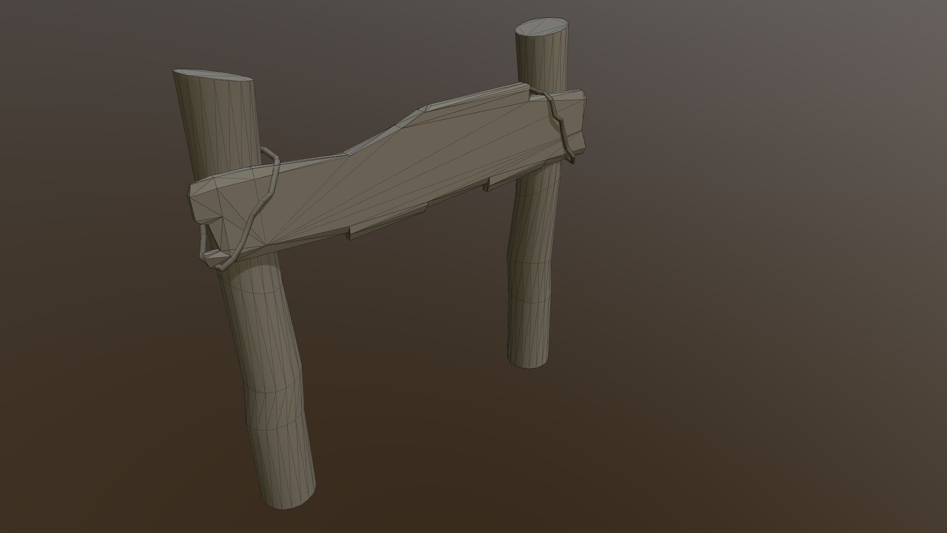 This old western sign, made out of wood, is work and rough around the edges from general wear. Two bendy wooden poles hold it aloft 3d model