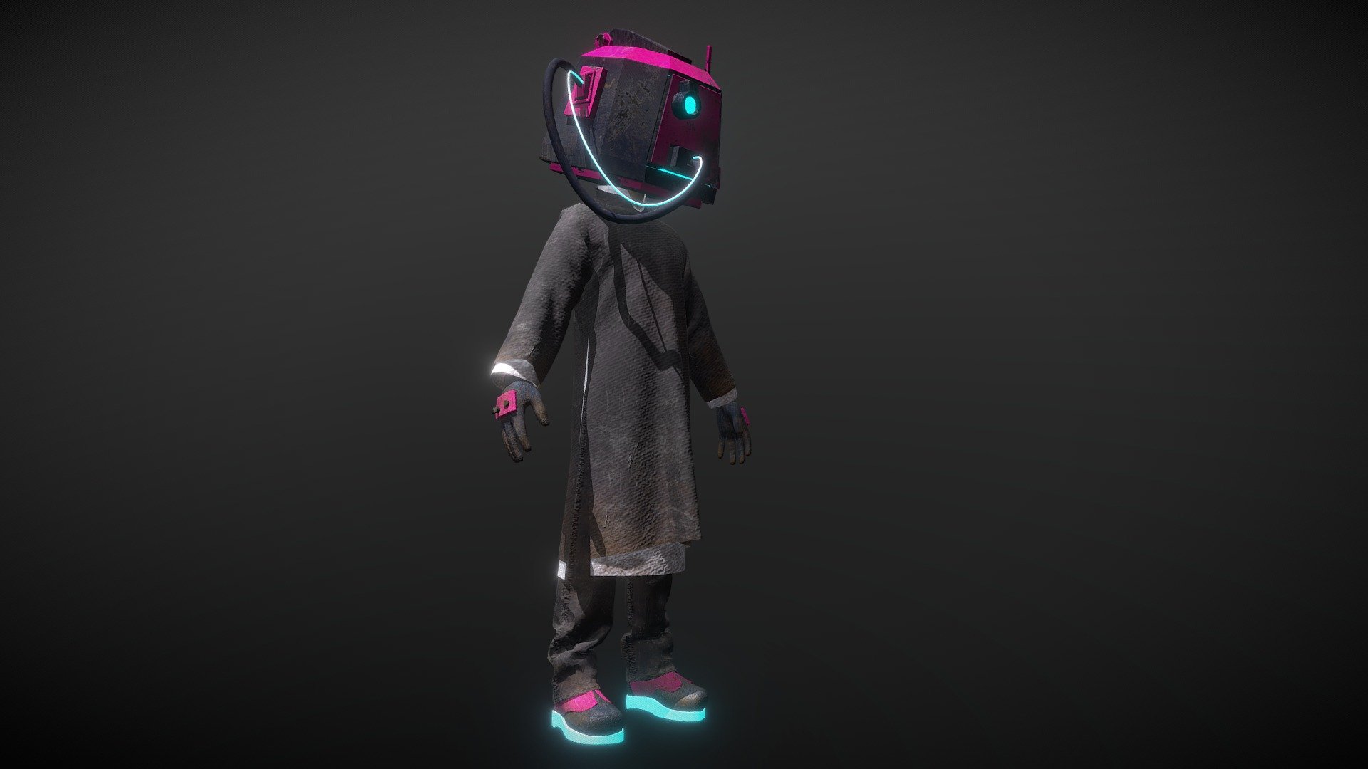 I try to created a man with cyberpunk style in Ao dai, a traditional costume of Viet Nam 3d model