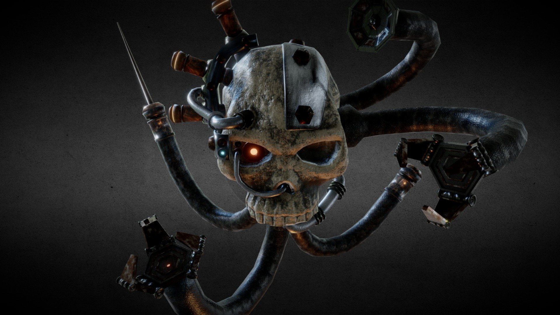 Handy buddy from W40k universe.

Done in Blender, textured in Quixel Mixer.

Low-poly, subdividable.

FBX included, however recommended is blender file - including bone constraints (ie mechanic parts limited rotations).

If you happen to get it and I can be of any assistance - feel free to contact me at mkubiak111 at gmail

Check also at:

https://www.artstation.com/artwork/Al4q2o - Servo-skull - Buy Royalty Free 3D model by CinekR9 3d model