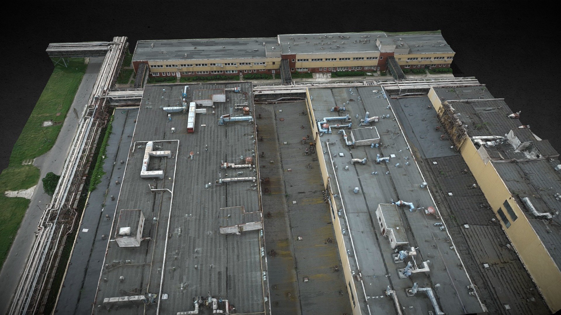 maps 8k: diffuse
maps 4k: roughness, nrm, bump, ao - factory roofs DJI Mavic3 photoscan - Buy Royalty Free 3D model by looppy 3d model