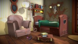 Cartoon cartoon cartoon cabin bedroom room room, sofa, bed, bedroom, module, mudbox, jet, maya, model, plane, zbrush, animation, light