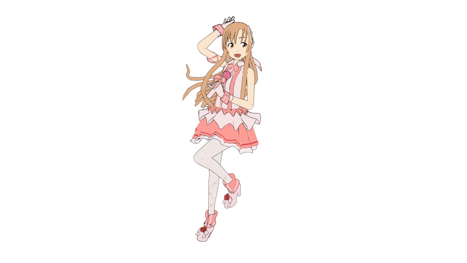 Yuuki Asuna in her idol outfit based on the Sword Art Online: Ordinal Scale official art (that is based on abec-sensei's artwork). 
All rights on the original design belong to their respective owners. 
P.S 3d model