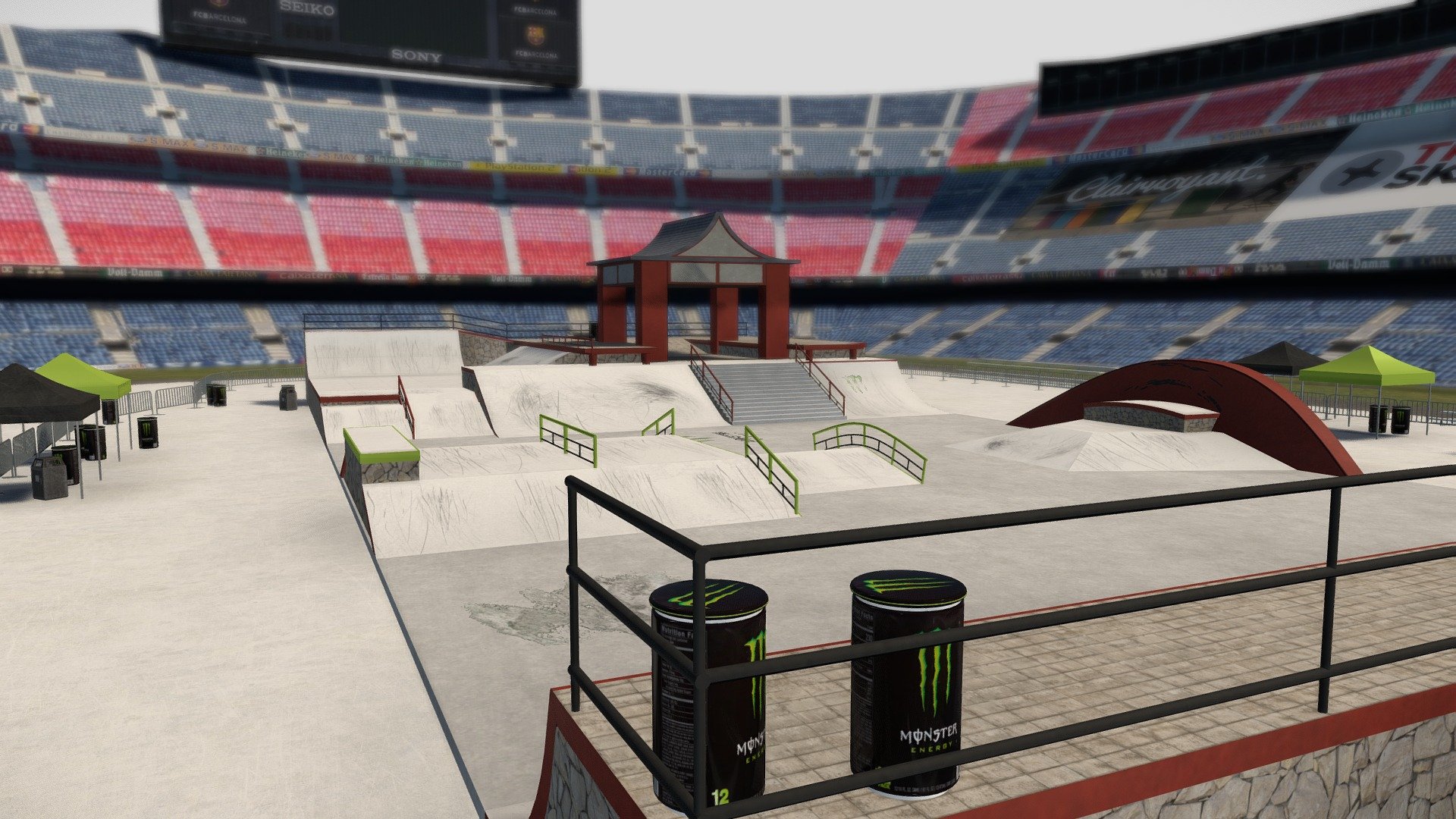 This model was made and textured in Blender.
(The stadium background model was taken from: https://sketchfab.com/3d-models/camp-nou-stadium-37c9bfbd9ee64b90bd67ab7f500317e1)

I originally made this model as a MOD map for the Mobile-Game TRUE SKATE app.
this was one of the cooler looking street courses i have seen at contest in a while 3d model