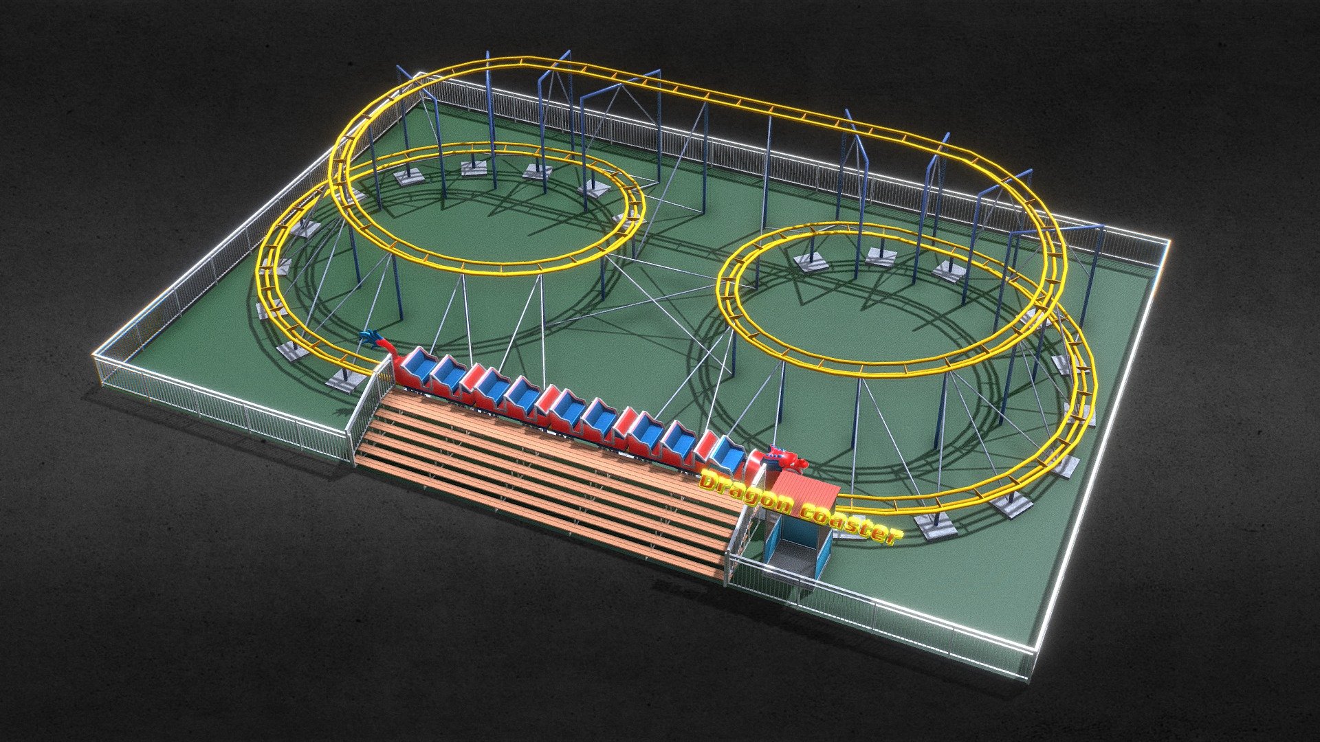 Dragon Coaster Family Attraction

3D model-model of the Dragon Coaster family attraction, for use in scenes of a thematic environment
the layout is a copy of the prototype for positioning exterior scenes in the environment (such as park space, squares) - Family Attraction Dragon Coaster - 3D model by Sergo_CRAFTSMAN 3d model