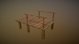 Lake bridge forest, fishing, small, log, lake, cabin, 4k, pound, substancepainter, substance, pbr, house, bridge