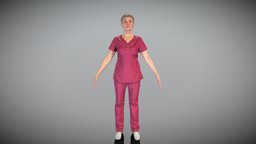 Nurse in pink uniform ready for animation 447
