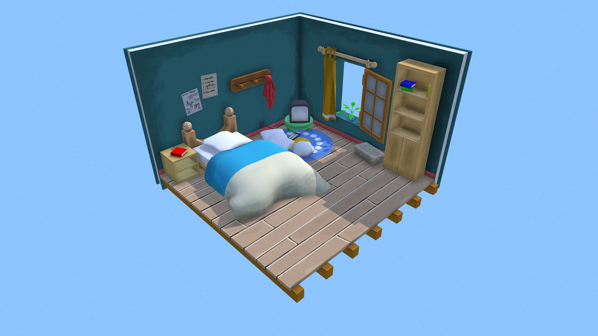 I wanted to create a small isometric scene with hand painted assets 3d model