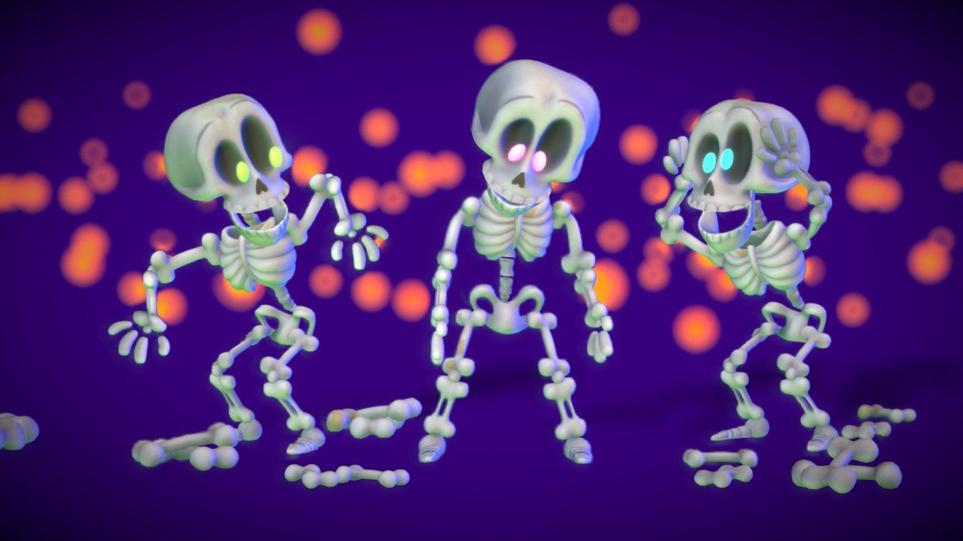 cute stylized skeletons.

Bring the spooky of halloween to your next project with this stylized spooky skeletons!
cute stylized and toony skeleton model with PBR material. 
Also works unlit.

The rig and animaton are from mixamo and not mine.
It's a little cute and not perfect, maybe it will work for your project

There are more assets  to add to your game scene or environment. Check out my sale.
If you need more assets in this style. contact me.

I also accept freelance jobs. Do not hesitate to write me.

-------------Terms of Use--------------

Commercial use of the assets  provided is permitted but cannot be included in an asset pack or sold at any sort of asset/resource marketplace.*

9213140

5207418 - 💀 cute stylized skeletons 💀 - Buy Royalty Free 3D model by Stylized Box (@Stylized_Box) 3d model