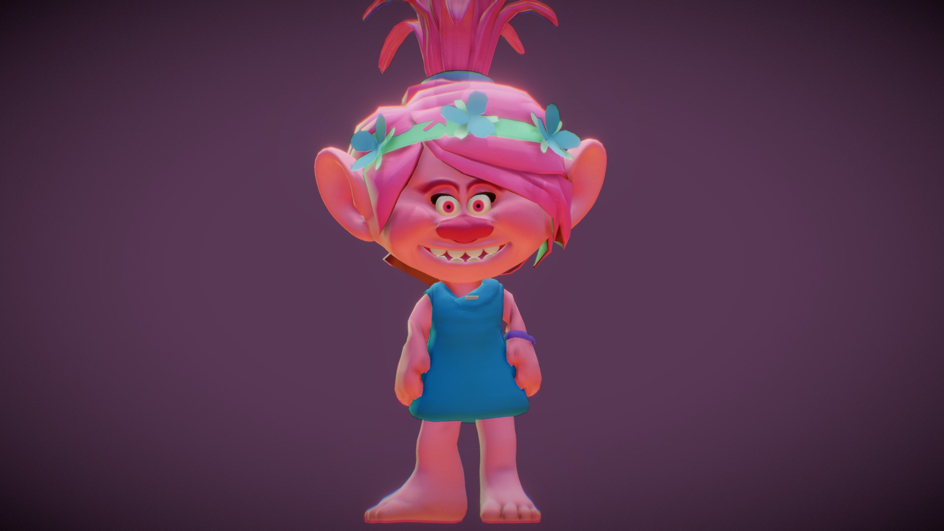 Poppy fan art from Trolls World Tour

Textured
Mapped
Rigged

Model rigged and textured ready for animating

This is not a printable model 

PBR Model rigged and textured ready for animating

Zip file contains obj and fbx format with textures.

Queen Poppy is the current Queen of the Pop Trolls, Peppy's daughter. She was initially introduced as Princess Poppy in Trolls, but in merchandise was just referred to as Poppy.

If you have any questions please don’t hesitate to contact me. 
I will respond you ASAP.
I encourage you to check my other 3D models 3d model