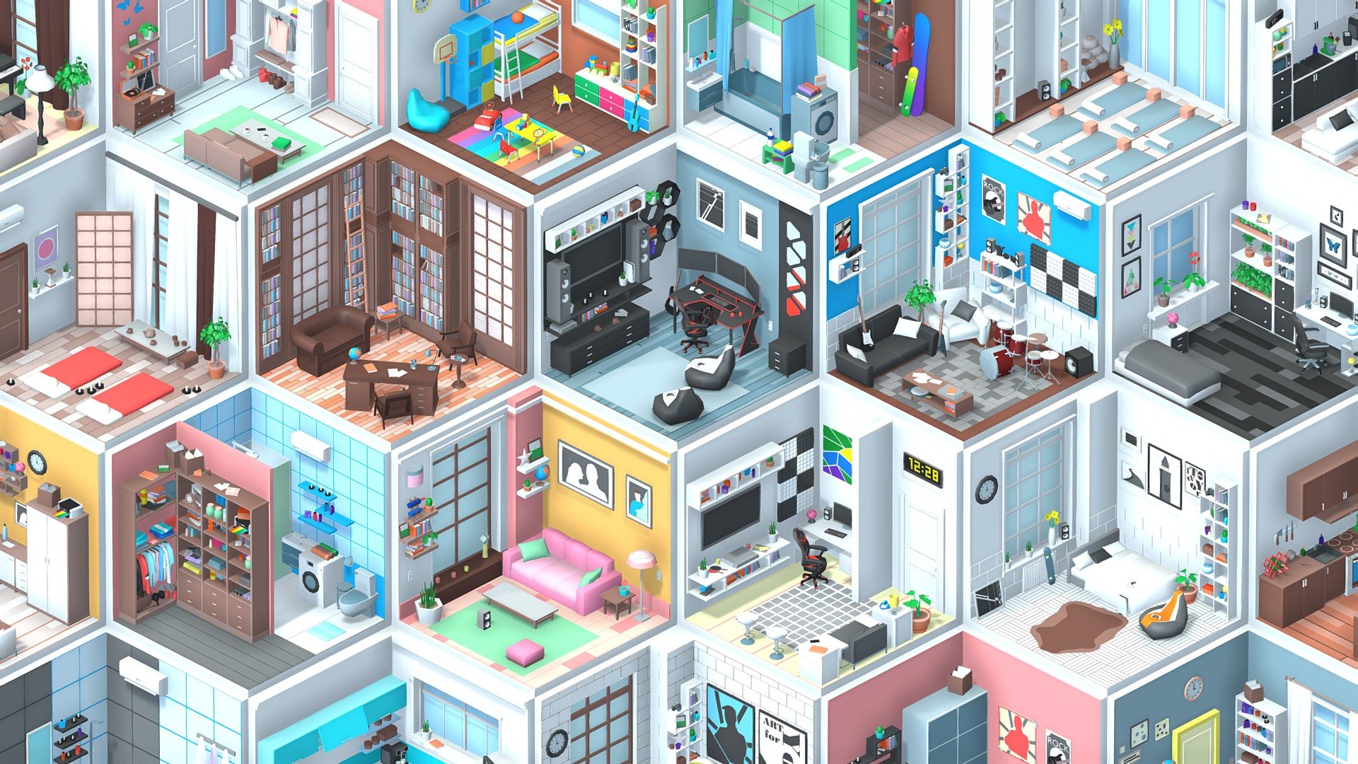 Interior 1

Package:




Demo scene (28 rooms).

Where to use:




Games. Models optimized for game engines;

Multiplication;

Advertising and marketing;

NFT, metaverses;

VR / AR;

3d printing.

Features:





By combining assets, you can create your own unique room, building;




You can easily change the color of assets - using the UV map;




Pivot in the logical place of the object;




Model has a logical name.



Geometry: 




213k triangles all pack.

Items:




Walls

Stairs

Fences

Sofa

Chairs

Bathroom

Bed

Closet

Clothing

Table

Door

Props

Flooring

Flowers

Kitchen

Props kitchen

Lamp

Music

Gym

Children's toys

Window

Pictures

Scale: 

Real-world-size.

Room sizes (meters):

4x4x4.

Material:

All models use 1 materials (color) 

Textures:

All models use one texture (as a color palette).

Resolution: 1024 px

If you liked this package, please leave a review! Creativity to you! - Interior 1 - Buy Royalty Free 3D model by ithappy 3d model