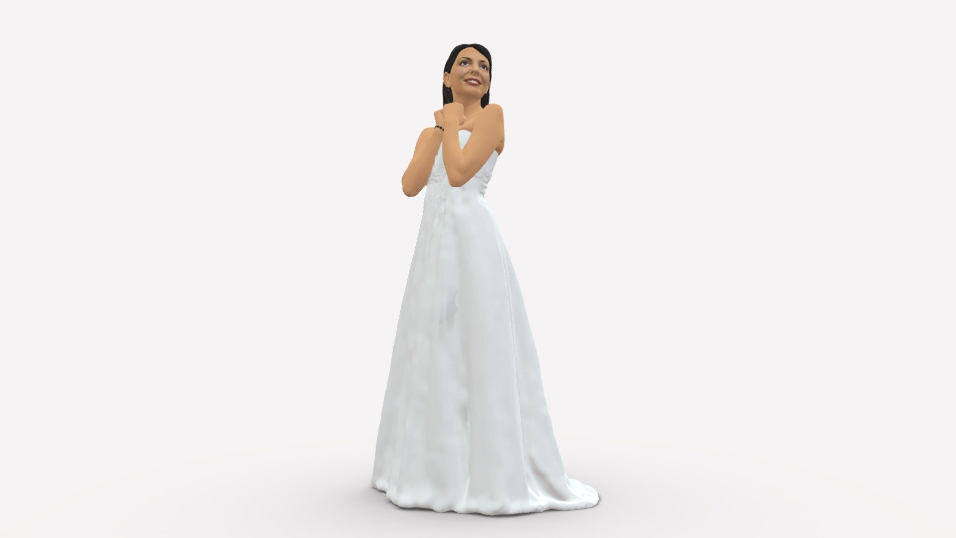 We provide unique 3d scanned models with realistic proportions for closeup and medium-distance views in artworks, paintings and classes. As well as architectural visualization projects.

Main features:




high-end realistic 3d scanned model;

realistic proportions;

highest quality;

low price;

saves you time for more time in landscaping and interiors visualization.

FEATURES 




3d scanned model 

Extremely clean

Edge Loops based

smoothable

symmetrical

professional quality UV map

high level of detail

high resolution textures

real-world scale

system unit: cm

TEXTURES 




Textural Resolution: 4096 x 4096

Color Map

The model is suitable for stereolithography 3d printing 

The model is also ready for fullcolour 3d printing - Bride In White Dress 0388 - Buy Royalty Free 3D model by 3DFarm 3d model