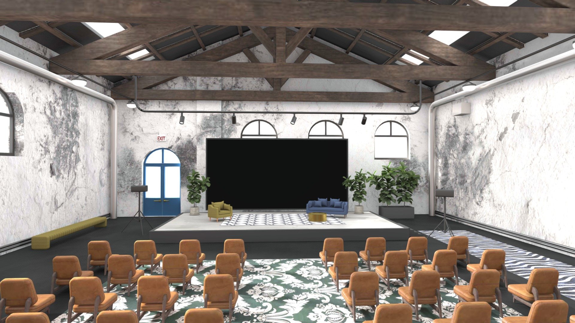 Lecture room with theater chairs and a screen, interior designed in urban industrialism style.
It's good for product showcase or presentation with sliders.




Scaled in real world dimensions

Hi-res textures baked

🔥Note: Spatial seat hotspots supported ( You need to download the additional files which named “with hotspots” )

🔥Note: High quality baking pics supported ( You need to download the additional files which named “High quality baking pics” ） - VR Lecture Hall | Auditorium | Baked - Buy Royalty Free 3D model by ChristyHsu (@ida61xq) 3d model