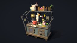 Hand painted kitchen coffee, artwork, meat, 3dart, board, mug, ladle, mushrooms, cleaver, note, kitchen, plantpot, lettuce, flour, pepper, cutting, pans, recipe, estilizado, chives, dishcloth, substancepainter, handpainted, texturing, 3d, blender, art, gameart, zbrush, stylized, vinegar, noai, onionsbox, cookglove, oiliveoil