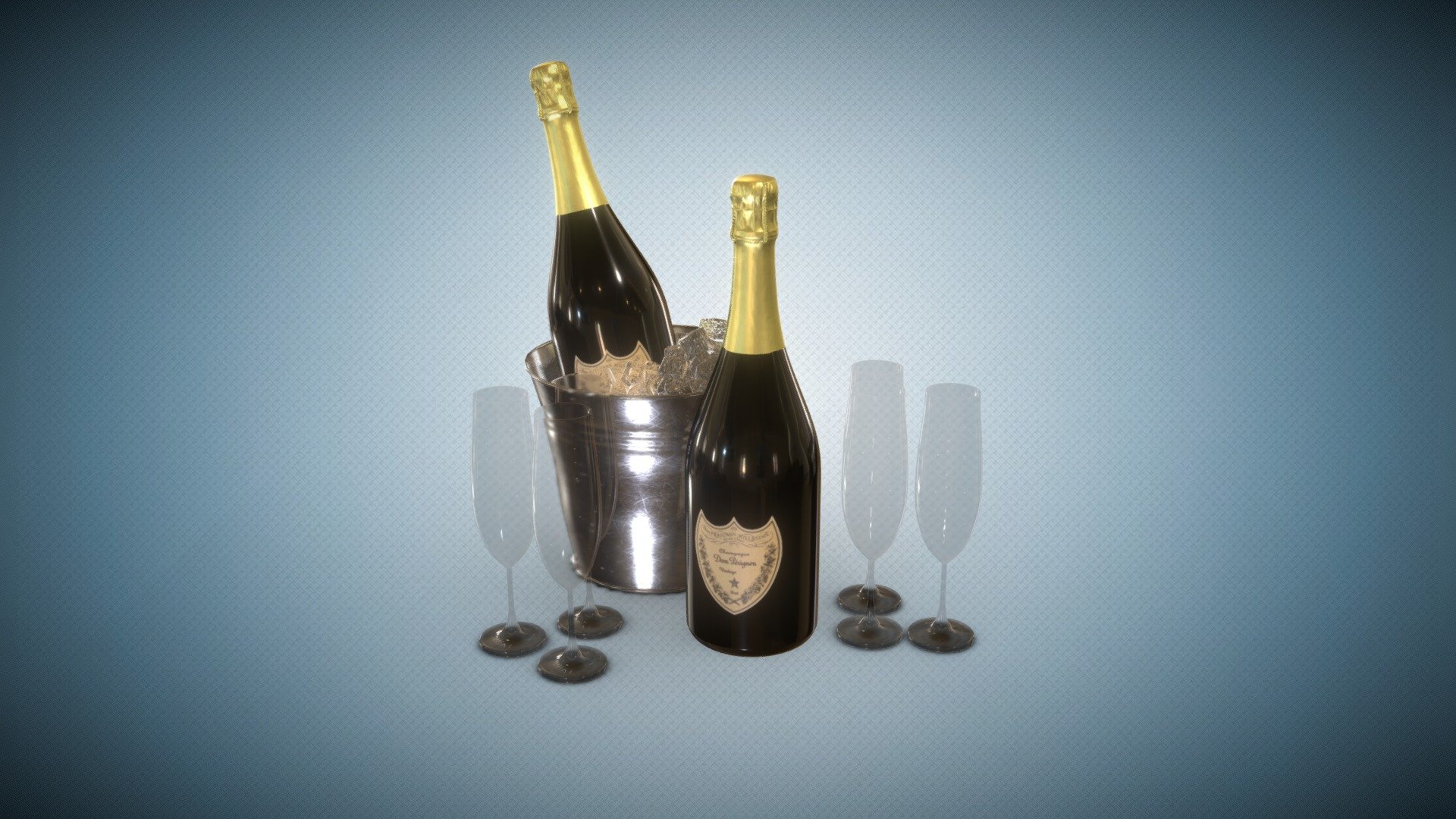 Celebrate in Style, with a champagne on ice 3d model