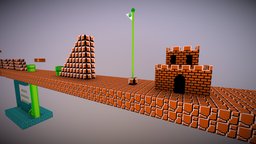 Super Mario Bros. Level 1 level, original, first, smb, voxel, mario