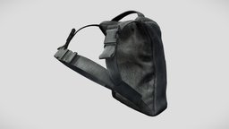 Urban Backpack school, camping, back, urban, bag, combat, backpack, tactical, dystopian, rugged, pbr, low, poly, sci-fi, futuristic, female, fantasy, male, black