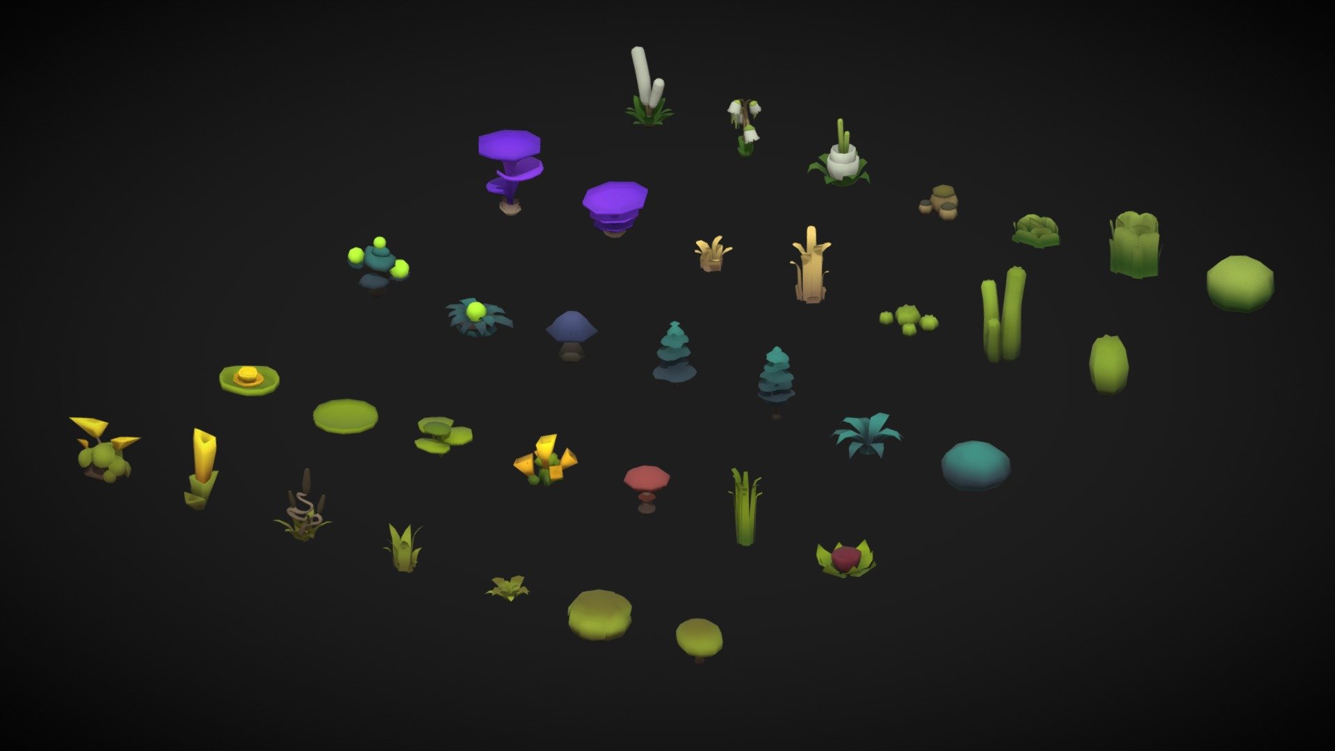 Pack of stylized environmental flowers bushes and grasses
Models are ready to be used in game developement or animation.

Pack includes:




5 unique biomes

35 individual models

Files:




FBX file

OBJ file

STL file

BLEND file

Textures

If you run into any problems let me know in the comments below 3d model