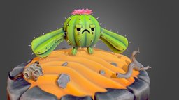 Angry Cactus cute, cactus, styilized, handpainted, lowpoly, animated