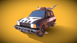 Buffalo Kill fiat, videogame, rust, panda, buffalo, damage, horn, game, lowpoly, skull, car