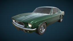 Ford Mustang 1968 ford, classic-car, low-poly-car, ford-mustang, gameready-car, muscle-car, substancepainter, blender3d, car, car-3d-model, mustang-3dmodel