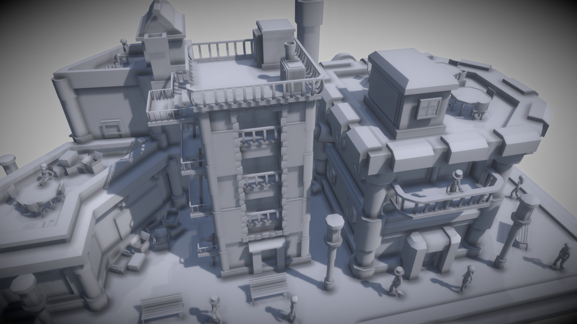 Check the previous one: https://skfb.ly/6CVDu

Added some simple character models to populate the scene, next time I will upload a colored version, hope you enjoy it 3d model