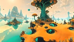 HDRI Alien Fantasy Panorama E virtual, planet, 360, vr, virtualreality, science, alien, equirectangular, hdri, skybox, hdr, sci-fi, fantasy, spherical-panorama, createdwithai