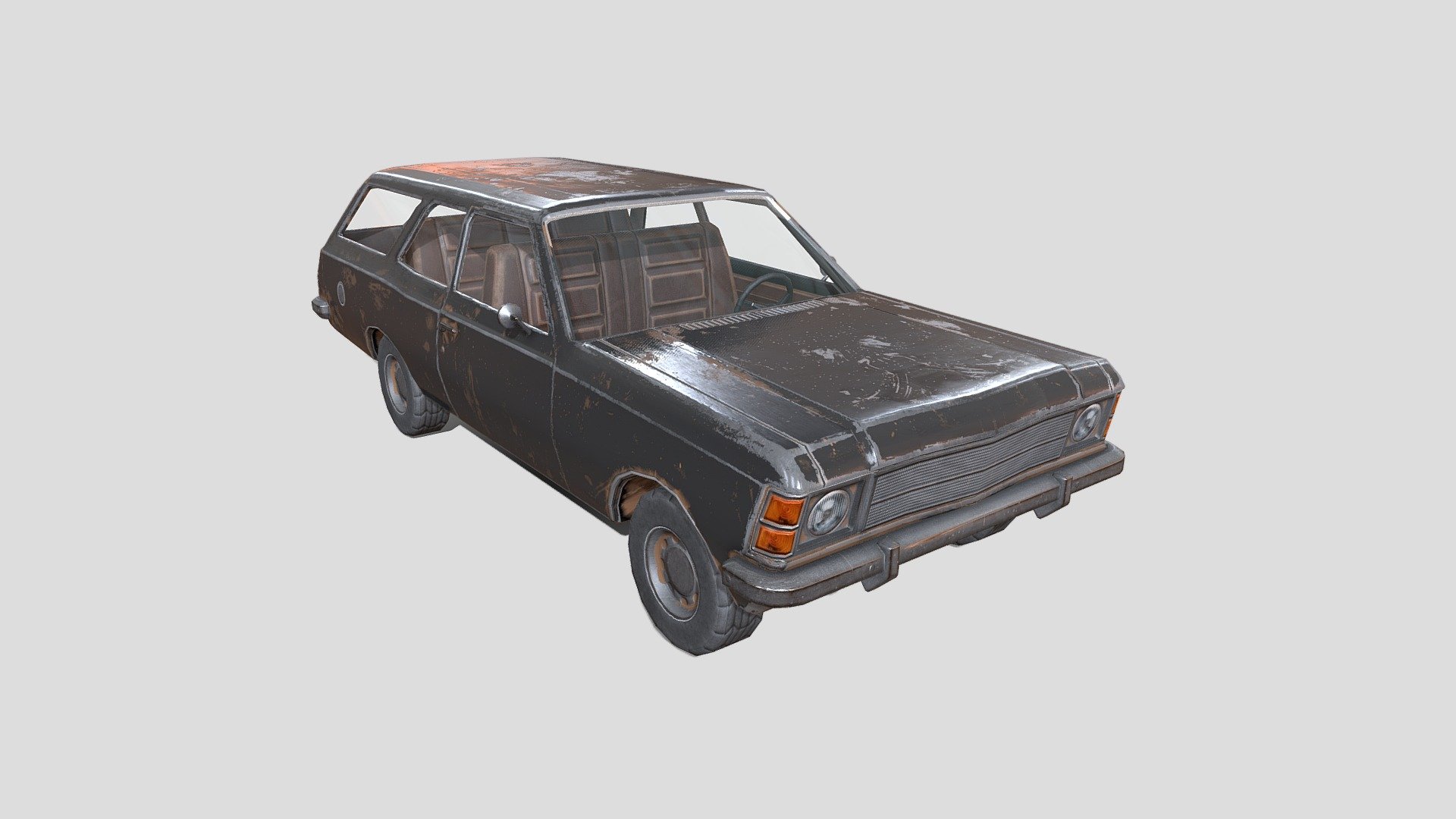 old asset retexture in substance - Old caravan 1976 lowpoly - 3D model by creosine 3d model