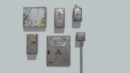 Old and Rusty Electrical Box Pack 2 power, switch, rust, warehouse, boxes, rusty, electricity, dirty, tool, box, fuse, voltage, pbr, factory, electric, industrial, fuses