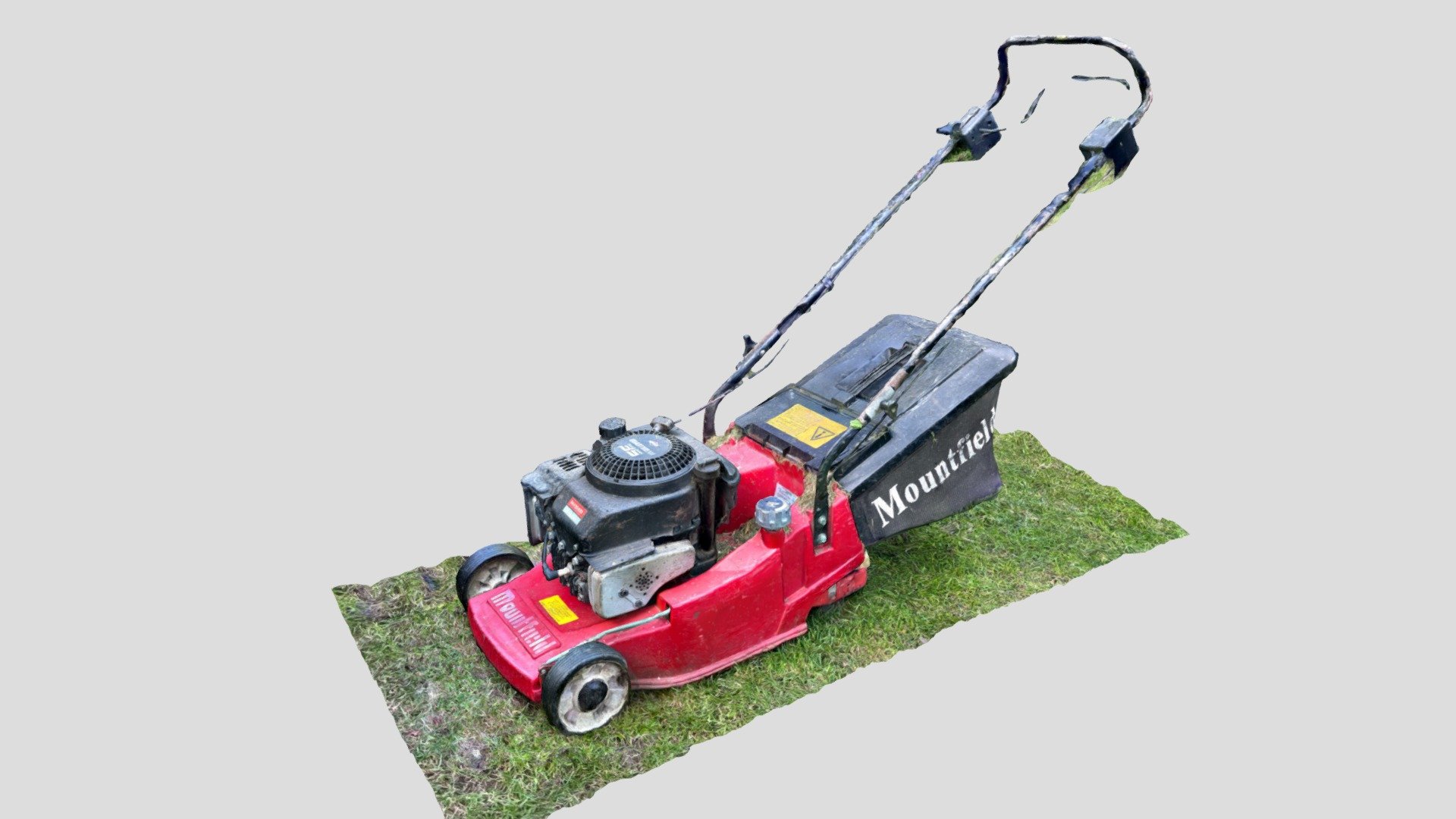 An old petrol powered Mountfield lawn mower that's seen better days and a whole lot of summers

Created with Polycam - Lawn Mower - Buy Royalty Free 3D model by blackfirefilms 3d model