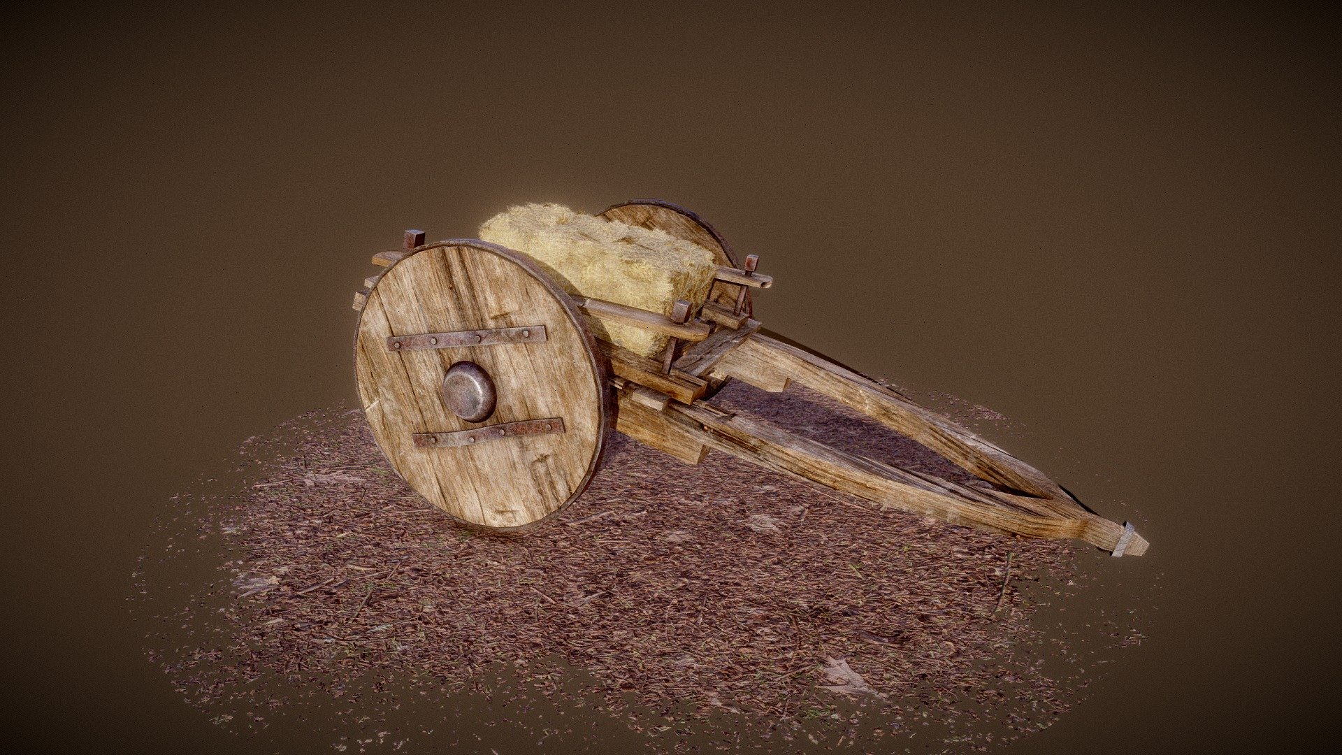Medieval cart for your project realisitc textures 3d model