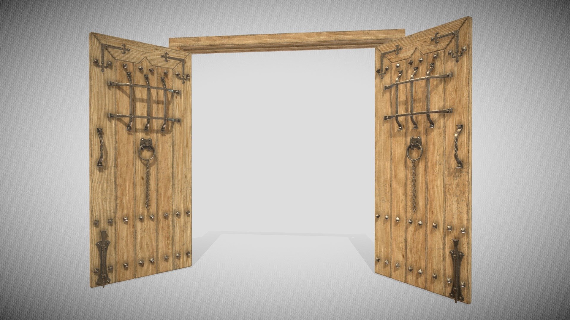 One Material PBR Metalness 4k (png) - Double Door - Portonaccio_ Doppio - Buy Royalty Free 3D model by Francesco Coldesina (@topfrank2013) 3d model