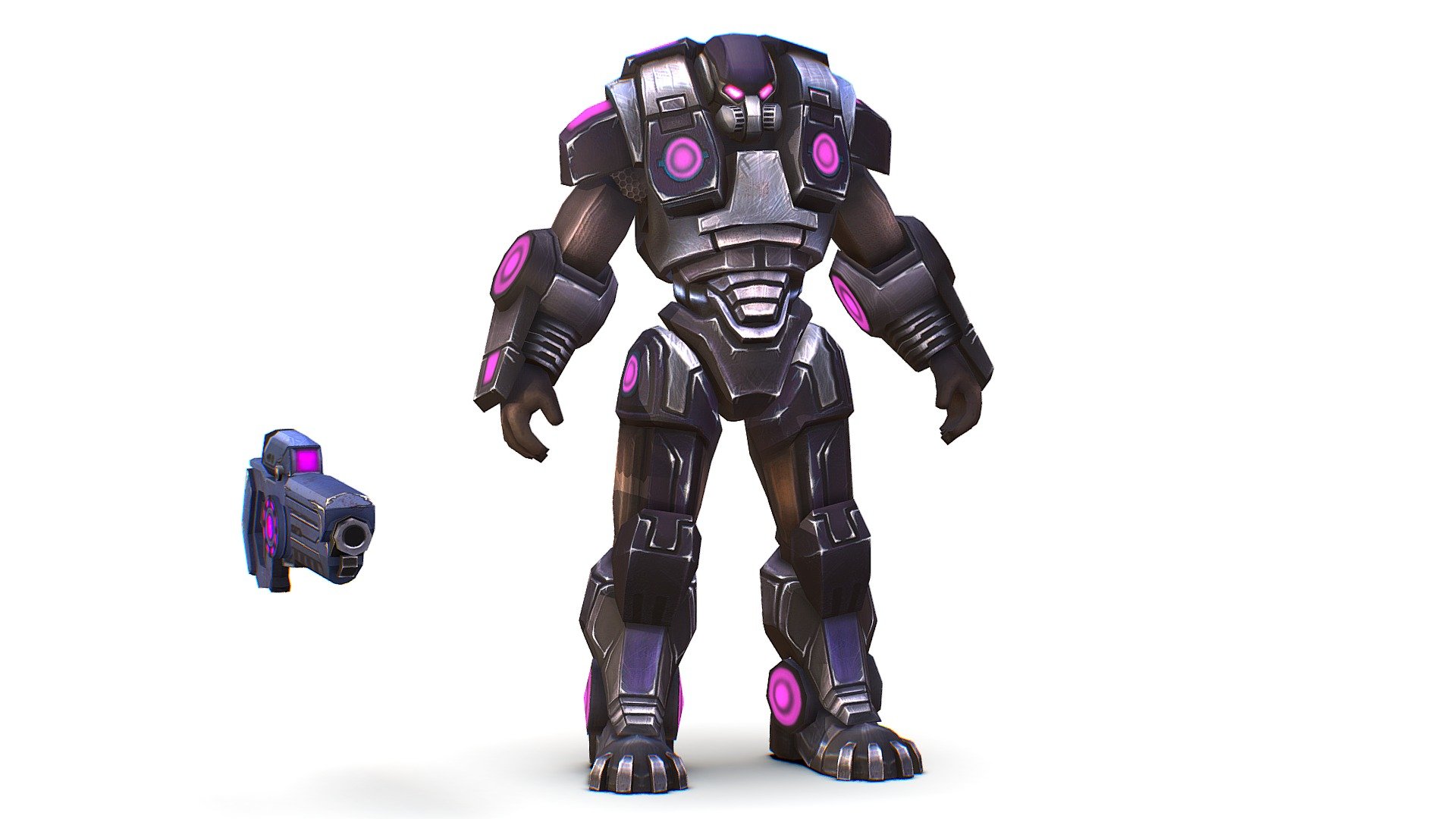 Low Poly Cartoon Sci-Fi Cyborg Drone Trooper Bandit - 3dsMax file included - Cartoon Sci-Fi Cyborg Drone Heavy Trooper Bandit - Buy Royalty Free 3D model by Oleg Shuldiakov (@olegshuldiakov) 3d model