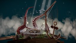 The last coin portal, gate, coin, octopus, tentacles, undersea, handpainteddoor, low-poly, game, 3dsmax, substance-painter, model, door, handpainted-lowpoly